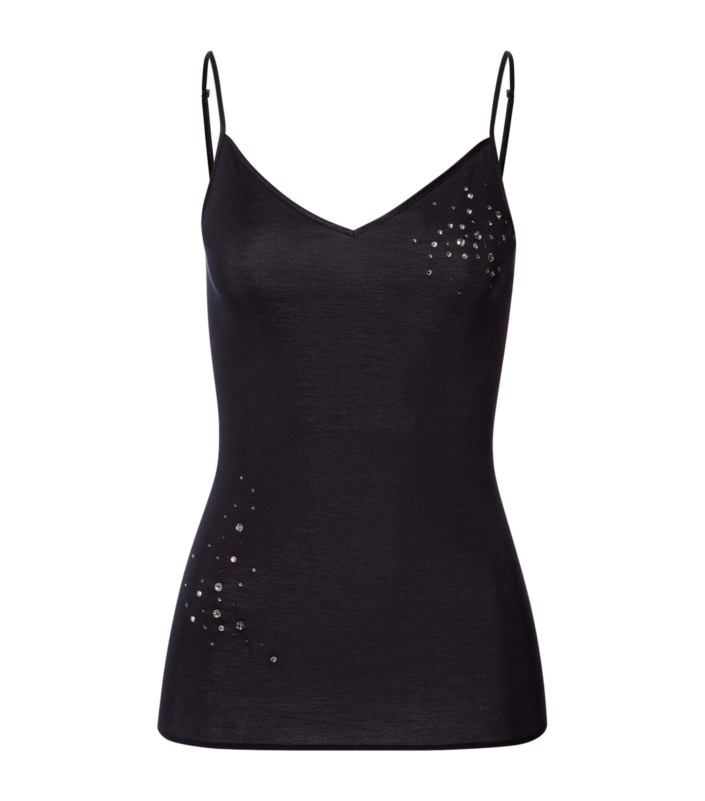 Hanro Embellished Cotton Seamless Camisole In Black