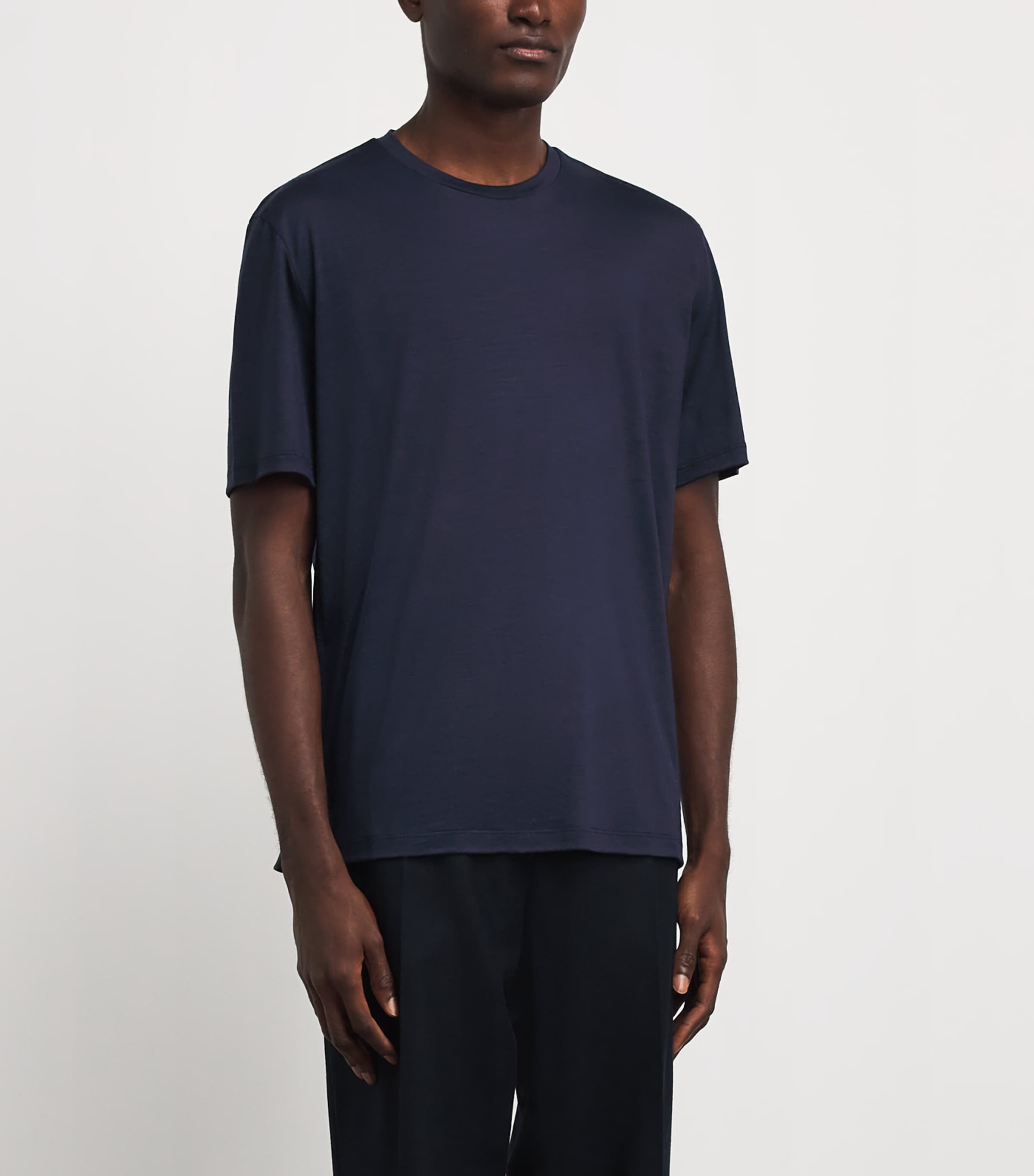 Herno Mens Wool Logo T-Shirt Blu Navy Image 4