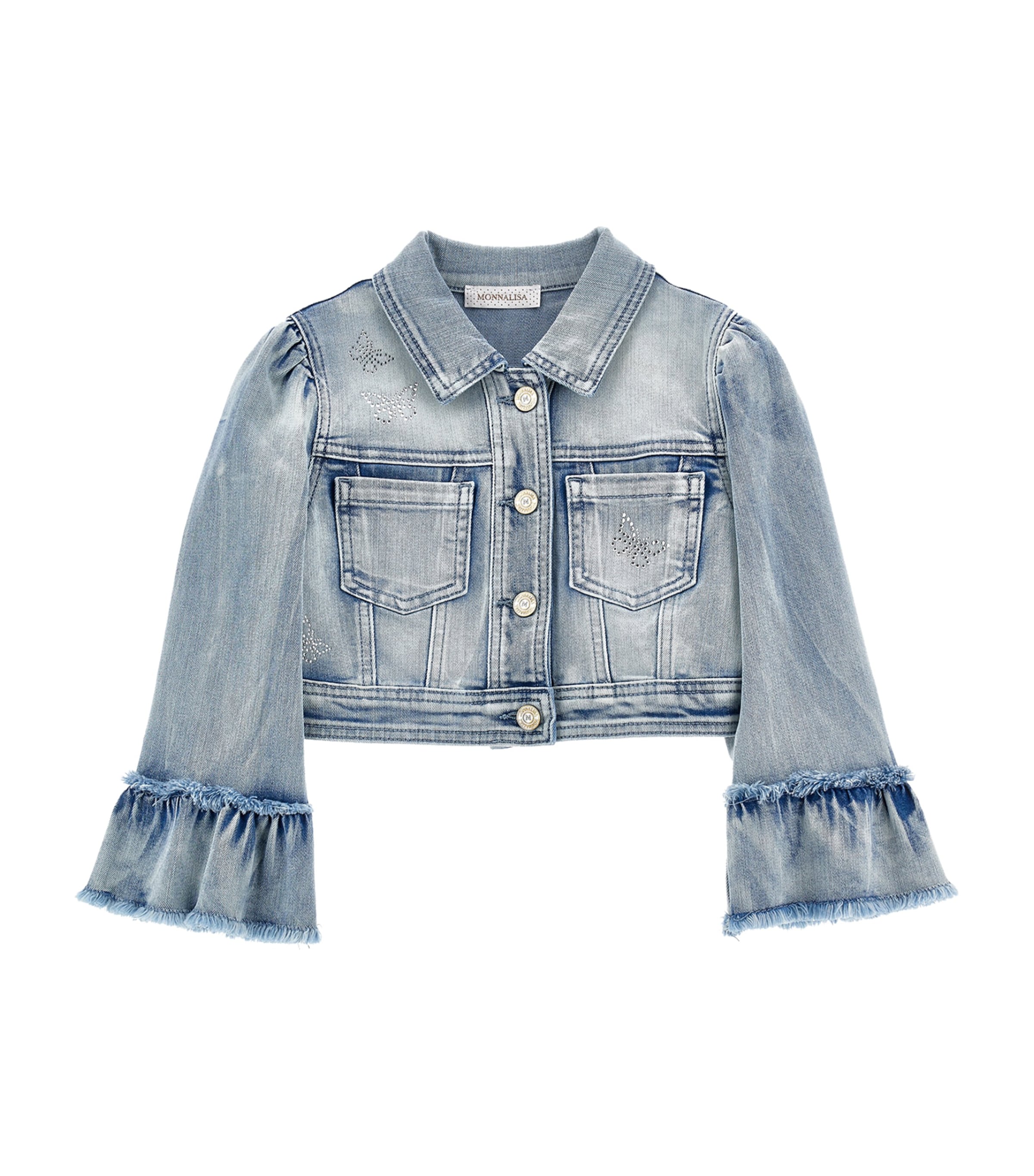 Monnalisa Schmetterlings-jeansjacke In Blue