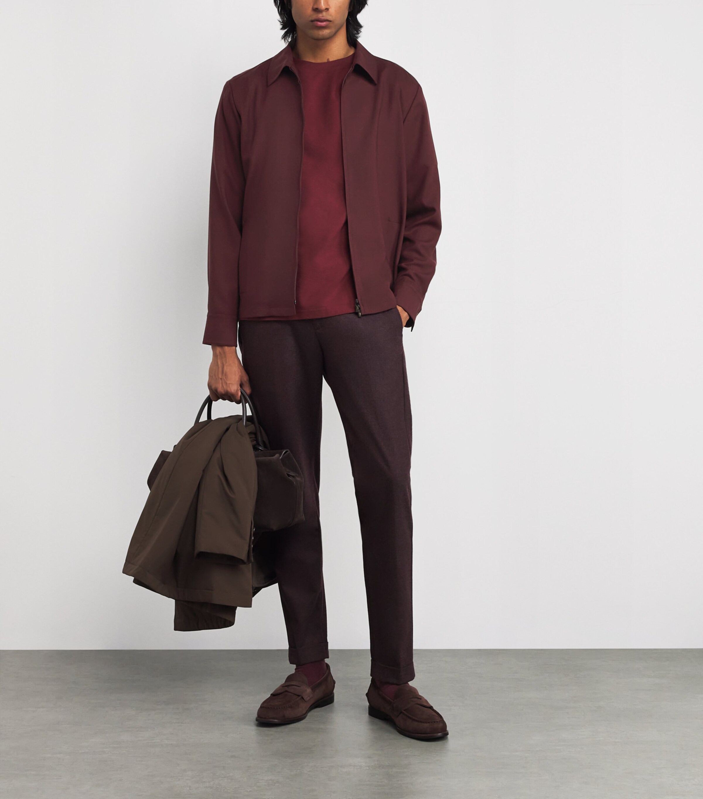 Worsted Cashmere Shirt Jacket 31491 DARK RED Image 2