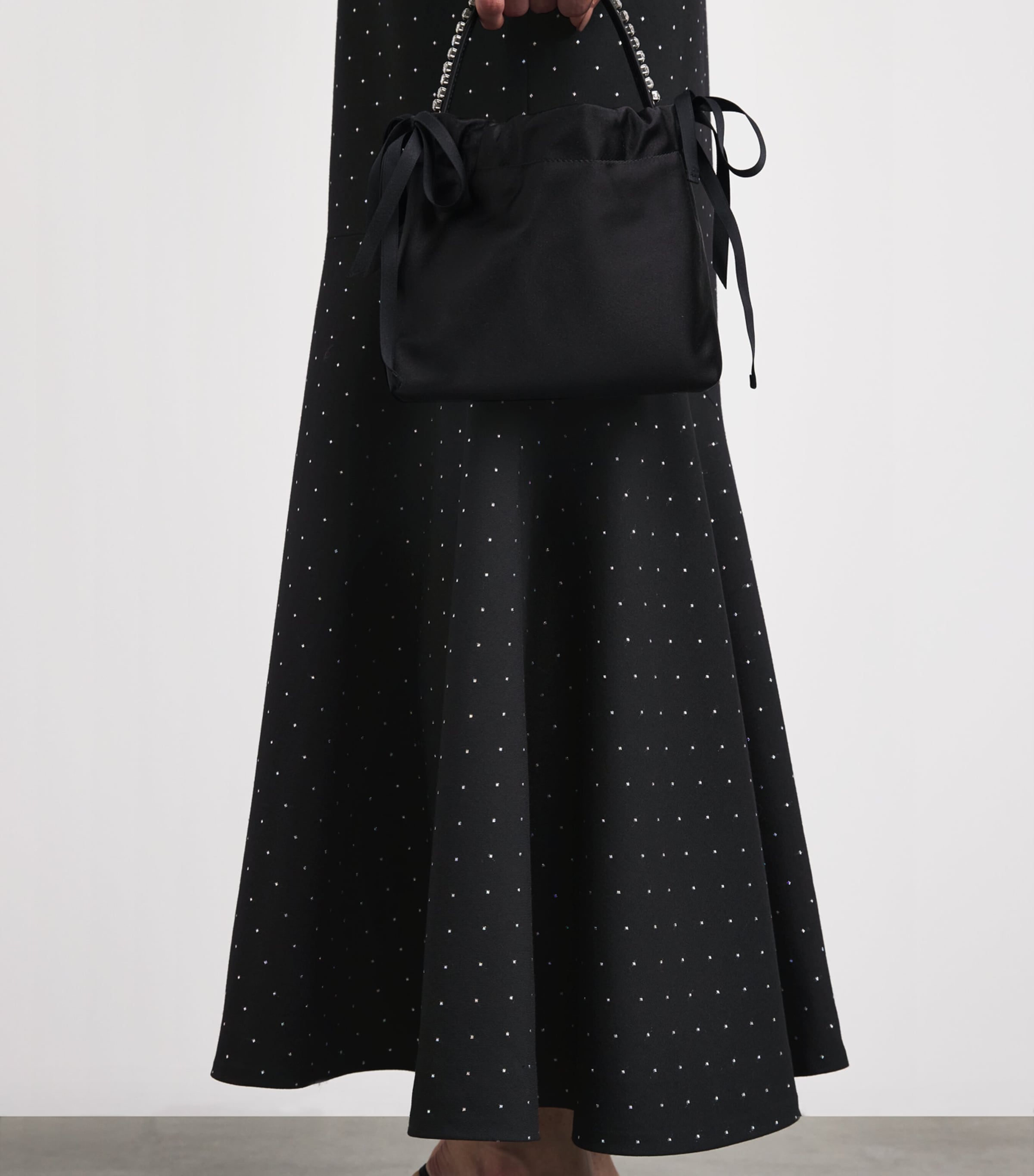 Huishan Zhang Womens Wool-Blend Charly Maxi Skirt Black Polka Dot Image 3