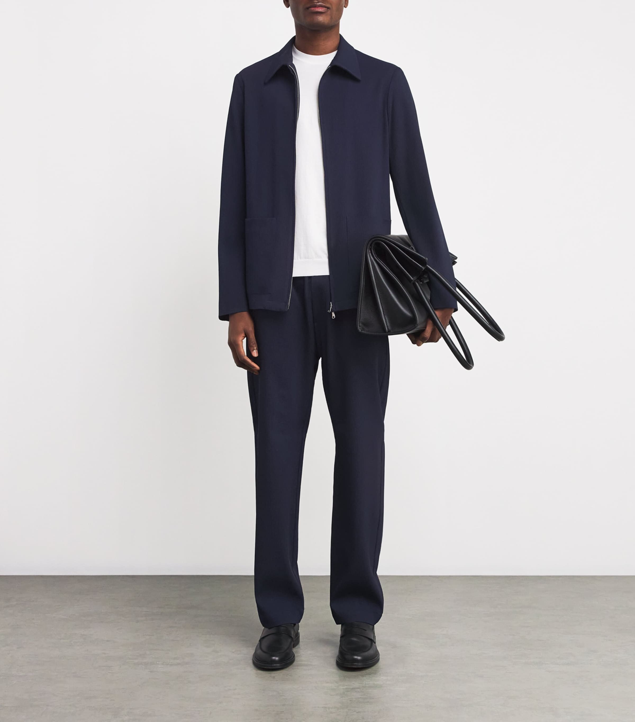 Virgin Wool-Blend Bomber Jacket 170 NAVY Image 2