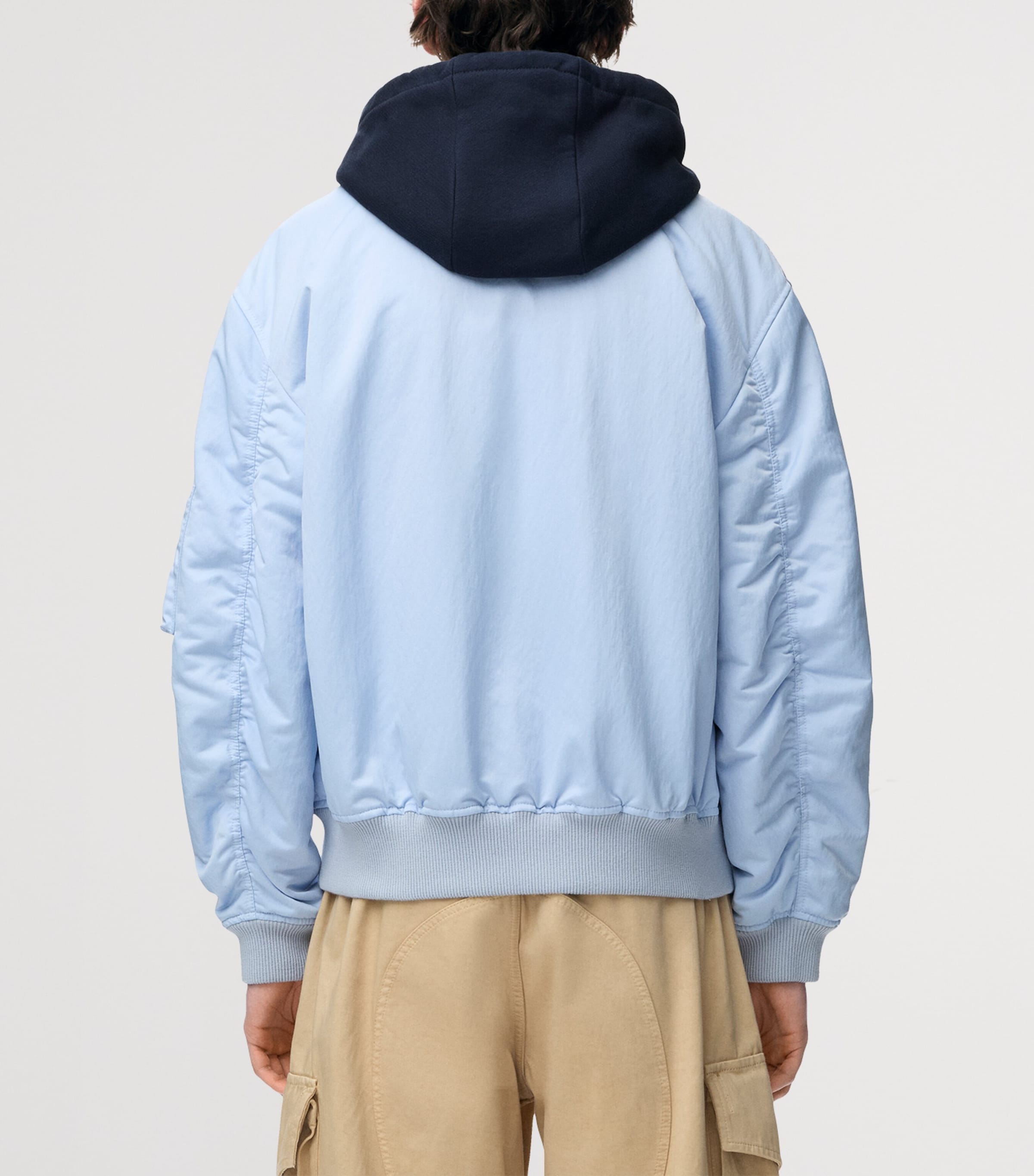 LOEWE Mens Anagram Hooded Bomber Jacket Blue Image 4