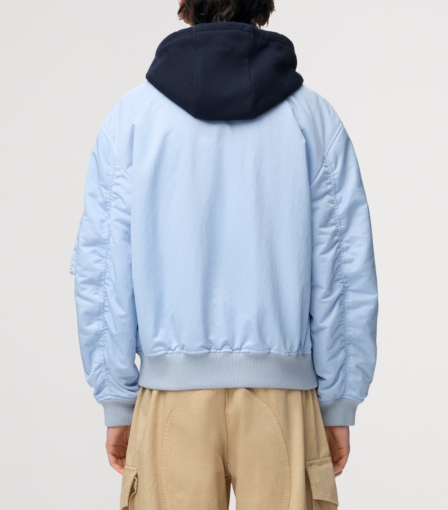 LOEWE Mens Anagram Hooded Bomber Jacket Blue Image 4