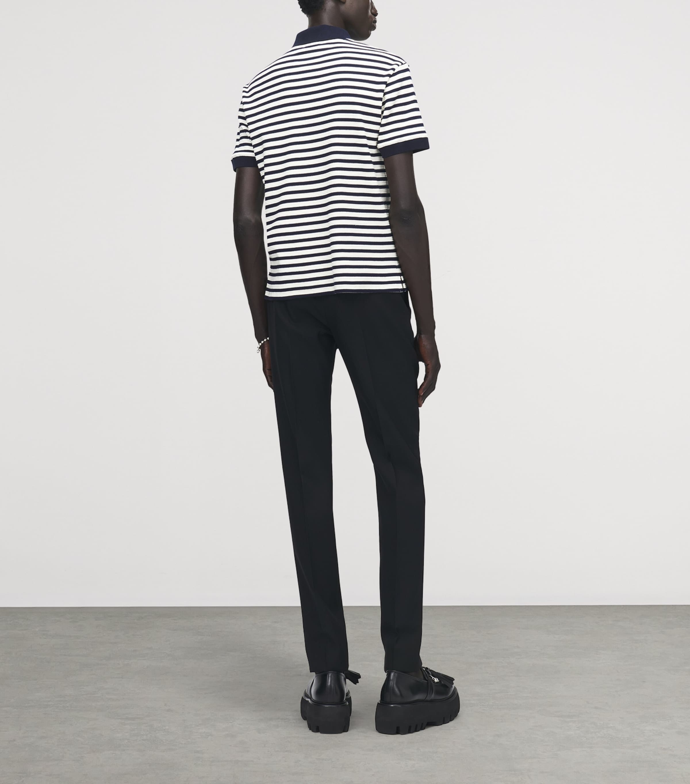 McQueen Mens Stripe Embroidered Polo Shirt Image 5