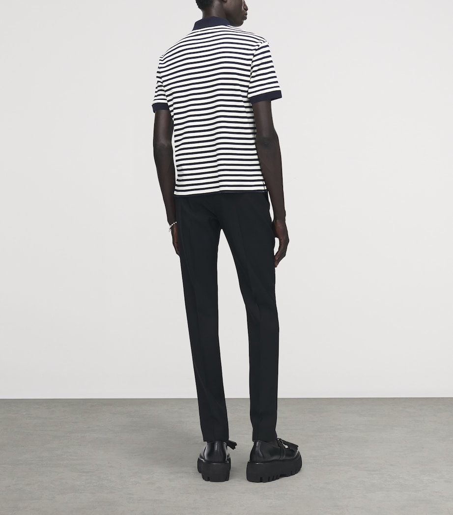 McQueen Mens Stripe Embroidered Polo Shirt Image 5