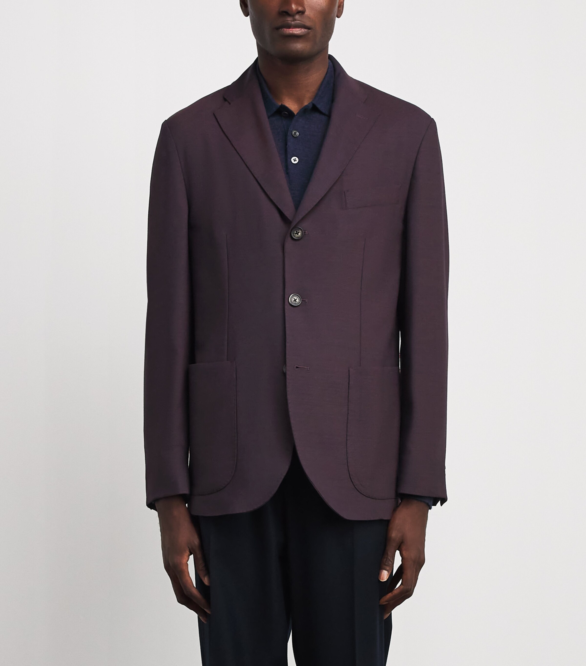 Eton Mens Lana Tech Blazer Dark Red Image 4