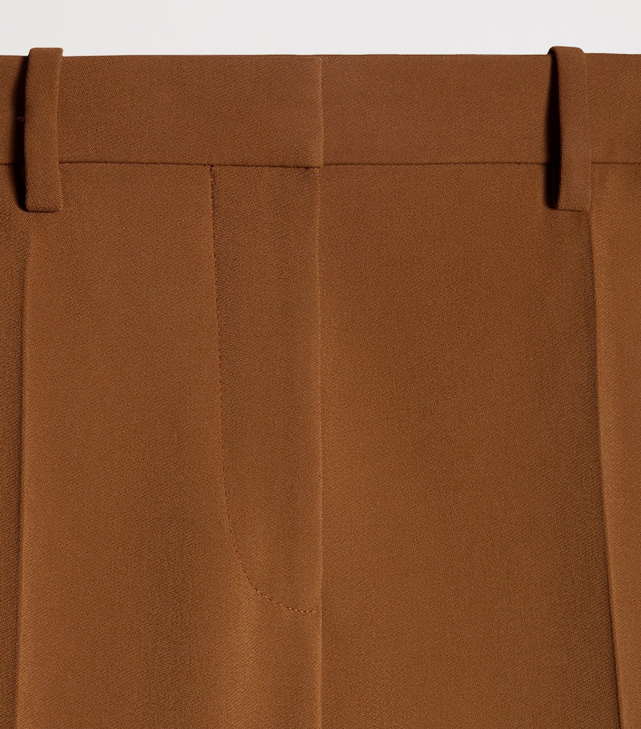 Schiaparelli Womens Wool-Silk Straight Trousers Brown Image 4