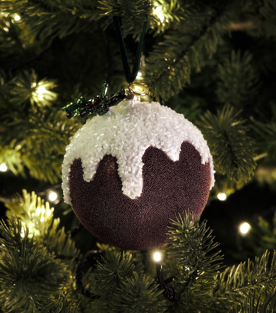 Harrods Beaded Christmas Pudding Bauble Brown Image 3