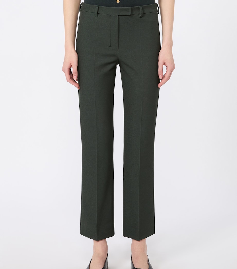 Max Mara Womens Cotton-Blend Flared Trousers Green Image 3