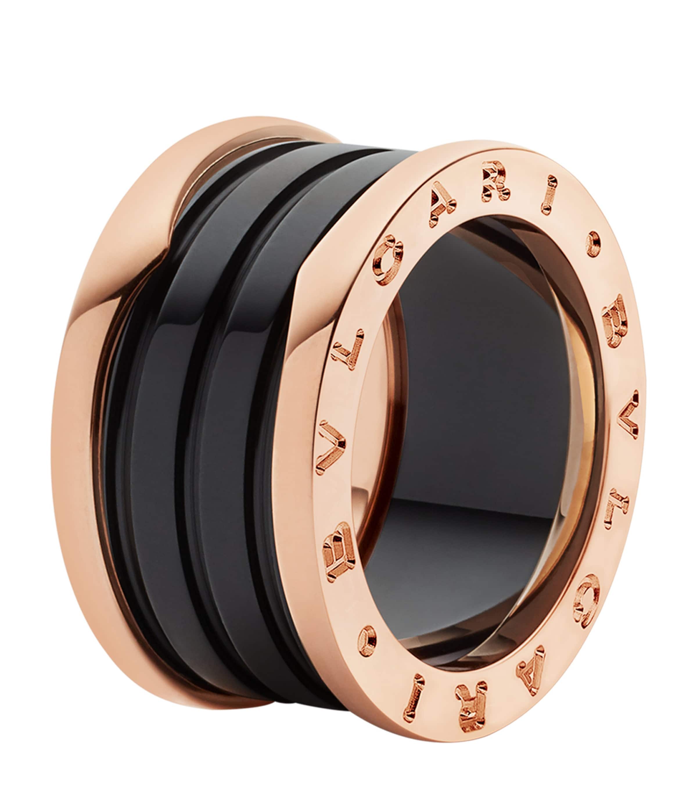 Rose Gold and Blcak Ceramic B.zero1 Four-Band Ring PINK GOLD Image 1