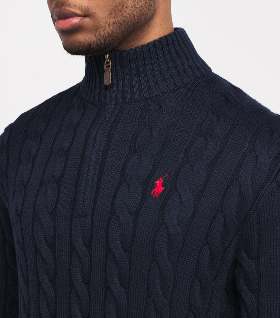 Cotton Cable Knit Sweater BLUE Image 6