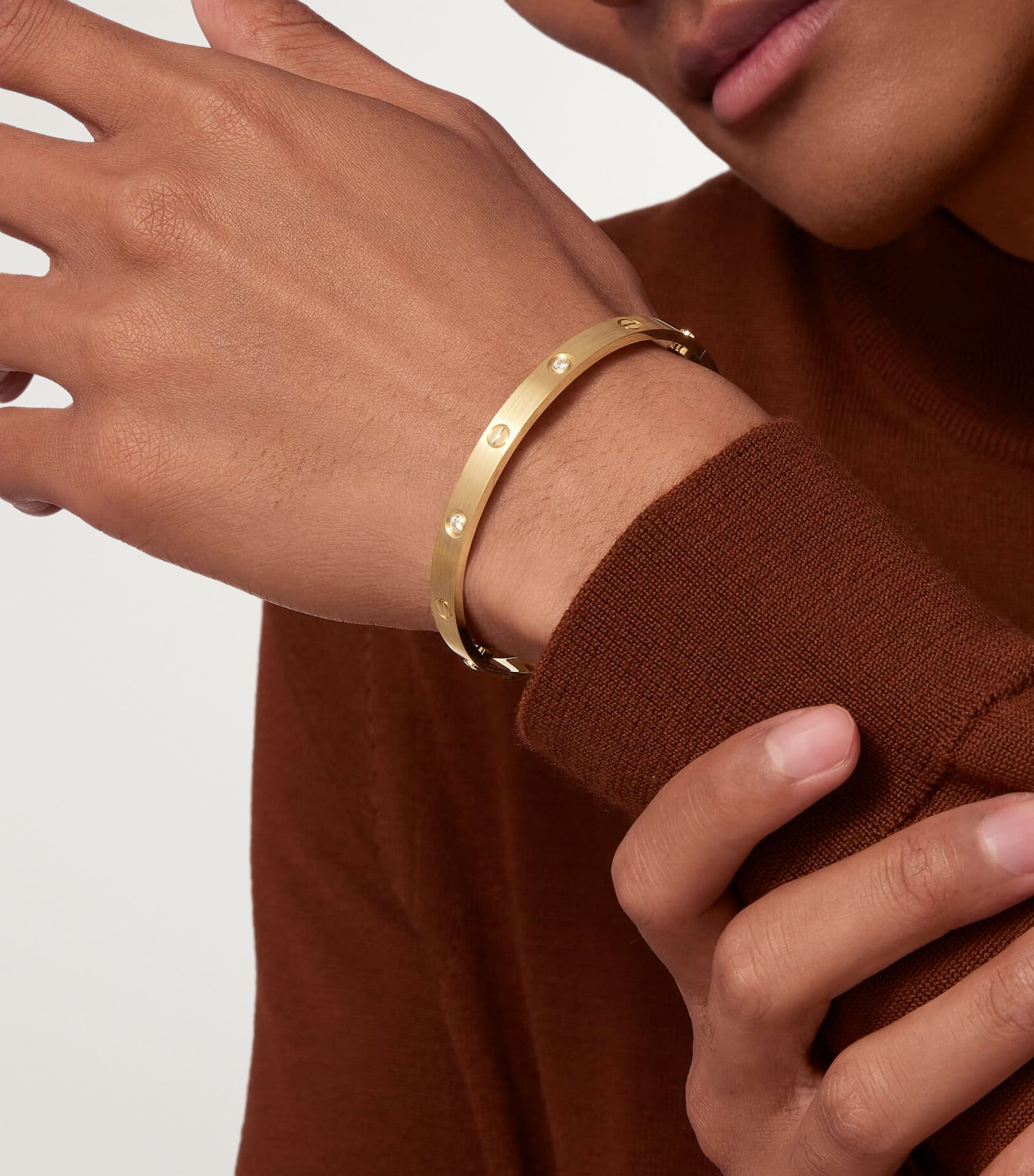 Yellow Gold and Diamond Brushed Love Bangle YELLOW GOLD Image 3