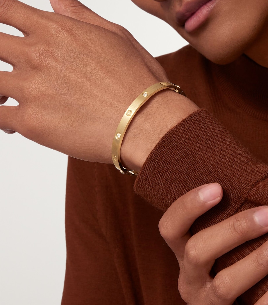 Yellow Gold and Diamond Brushed Love Bangle YELLOW GOLD Image 3