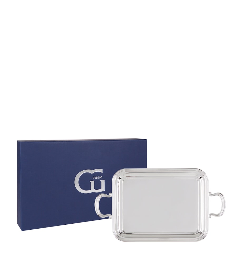 Silver-Plated Georgian Rectangular Tray with Handles (33.5cm x 20.5cm) SILVER Image 1
