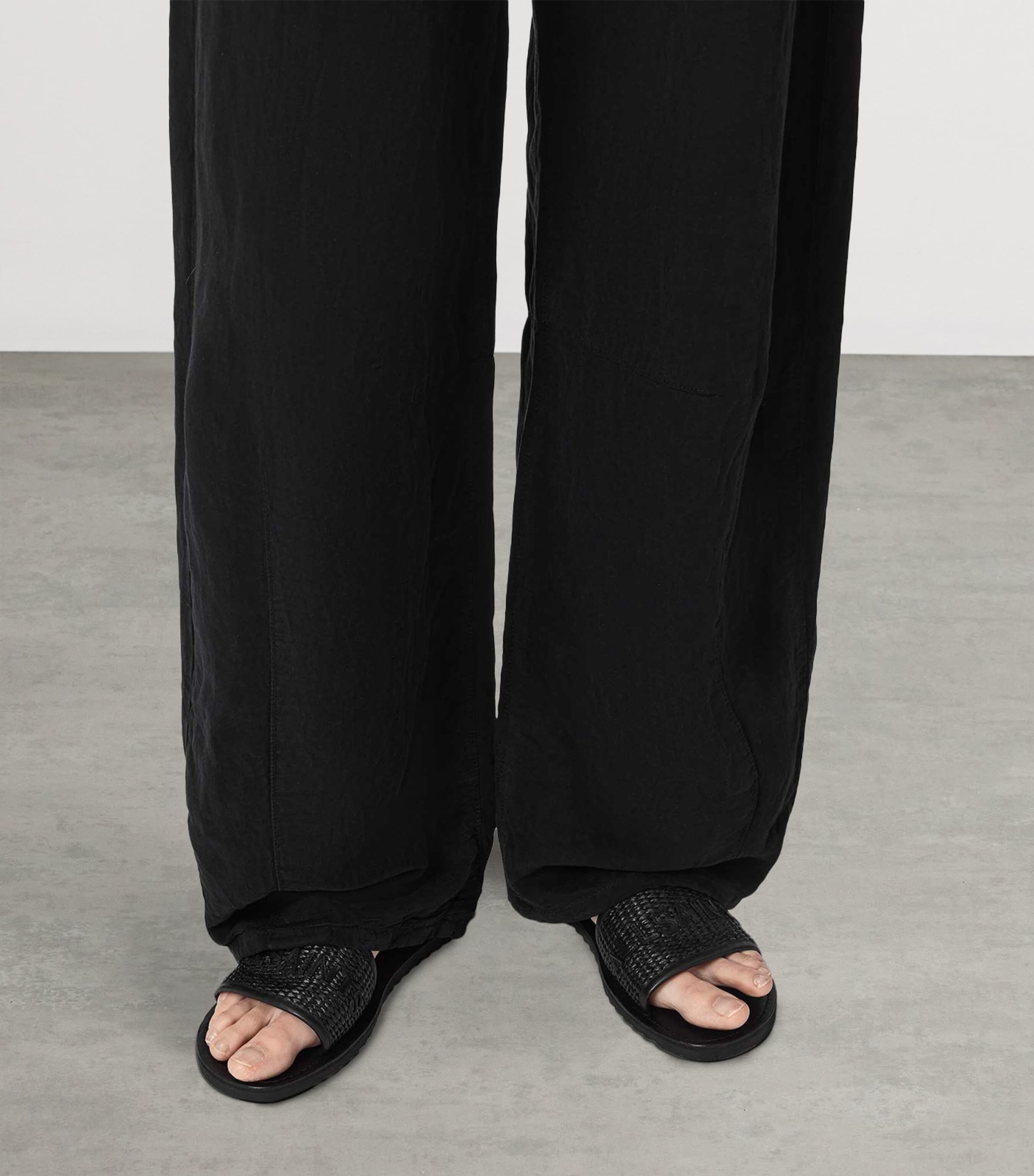 AllSaints Raffia Hoxton Sliders Black/black Image 2