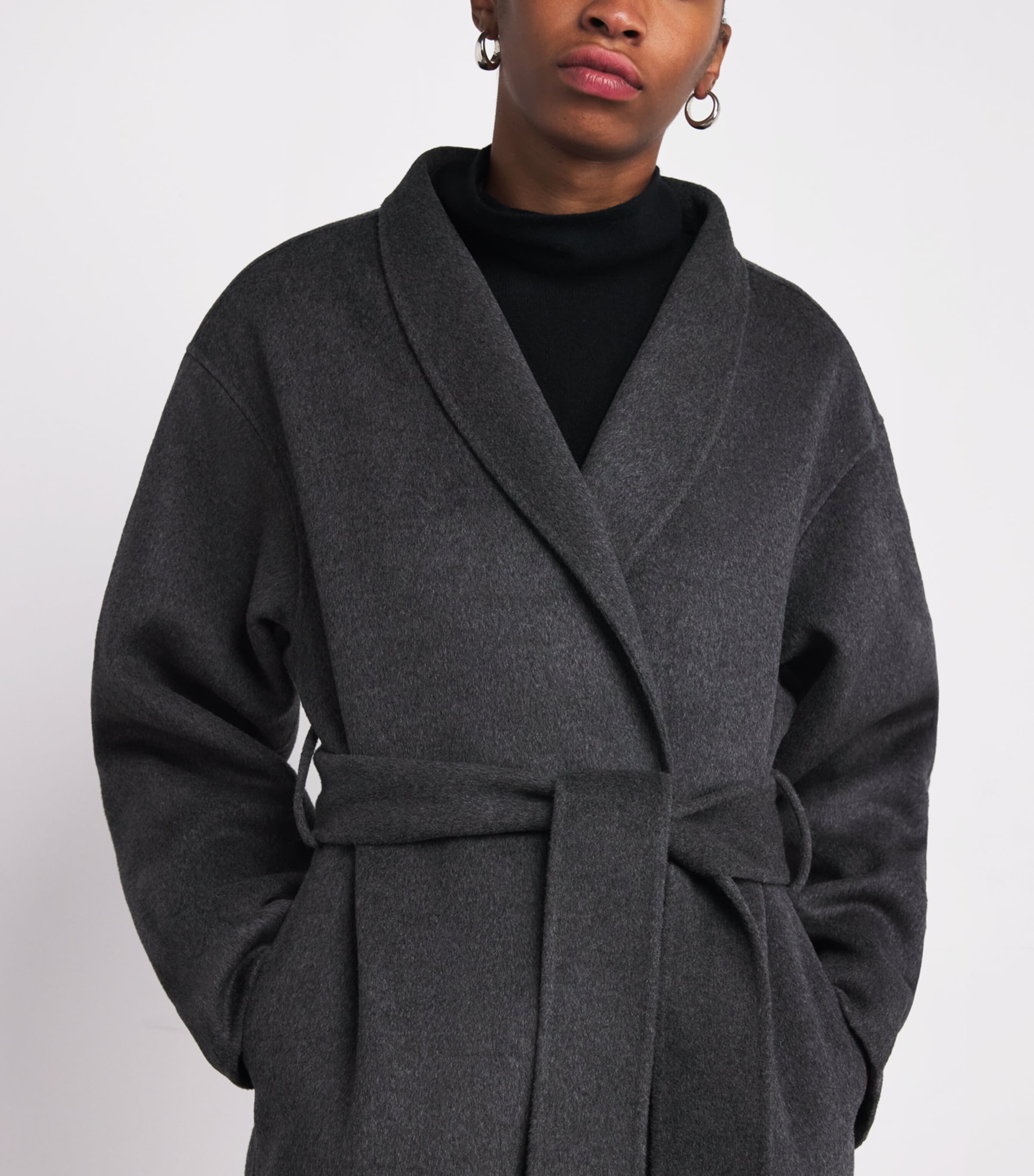 Wool-Cashmere Mara Wrap Coat DARK GREY Image 6