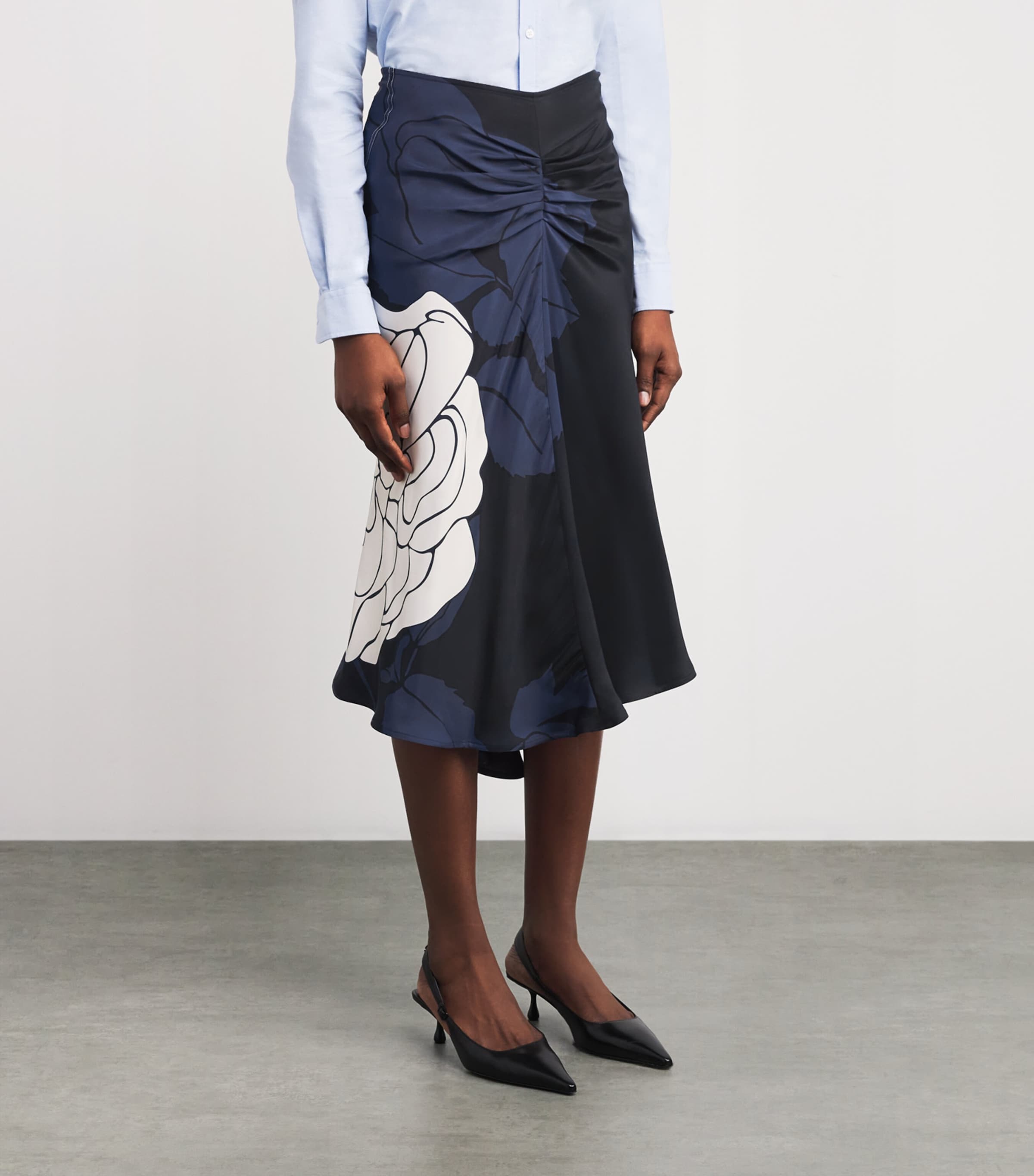 Twill Printed Midi Skirt 9638 DARK NV/PALE RS Image 3