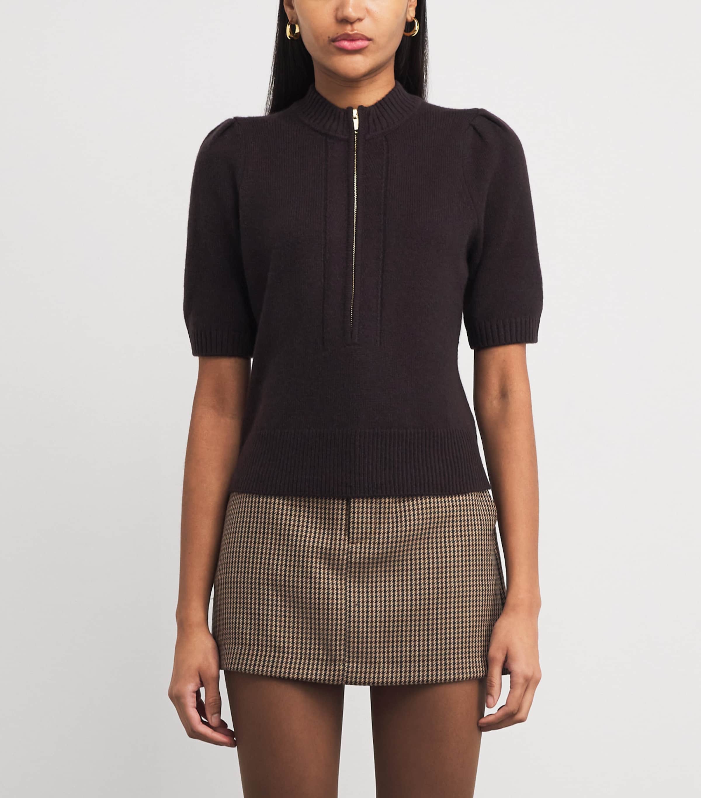 Cashmere Half-Zip T-Shirt GANACHE BROWN Image 3