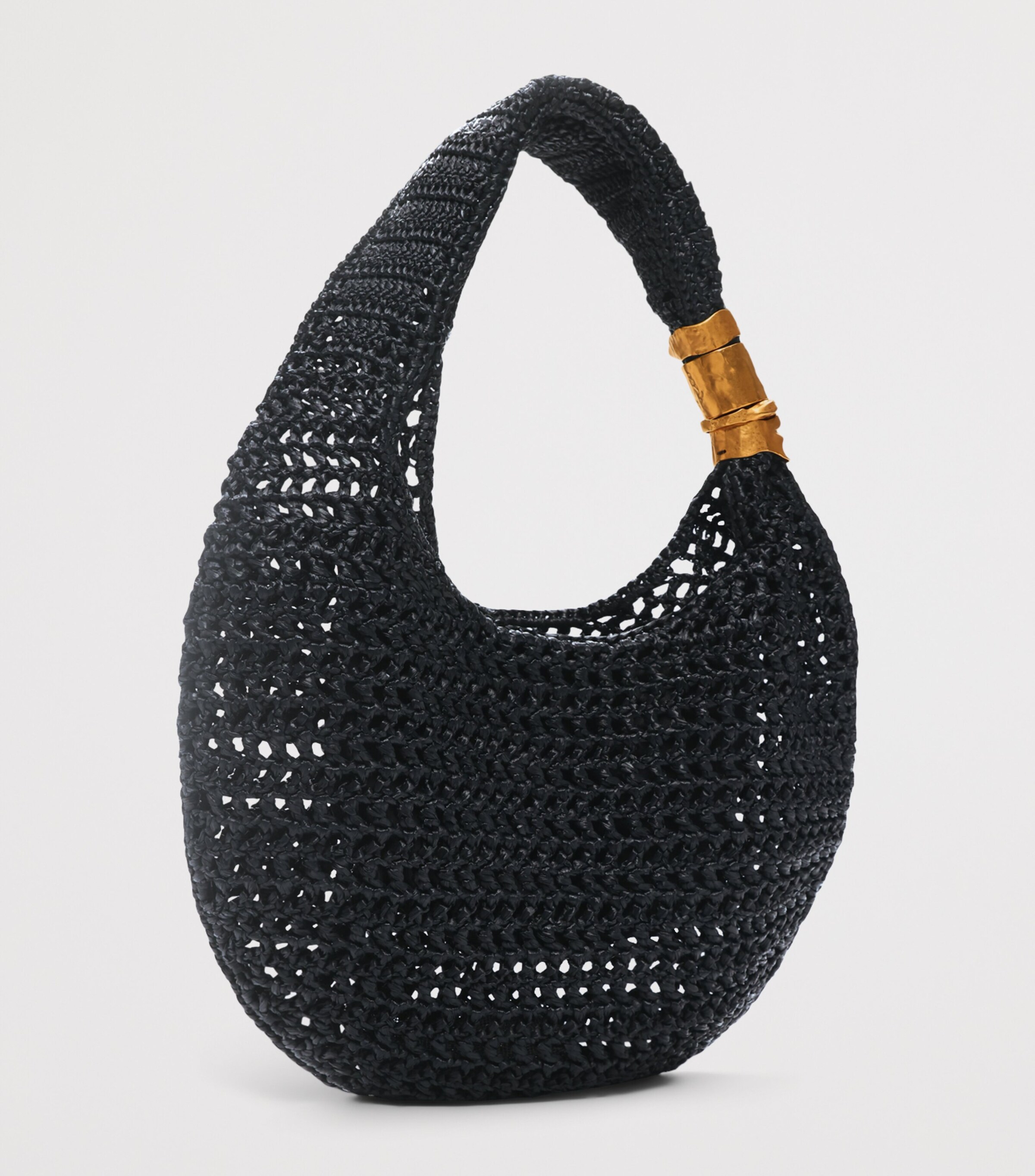 Schiaparelli Large Raffia Soufflé Baguette Shoulder Bag Black Image 6