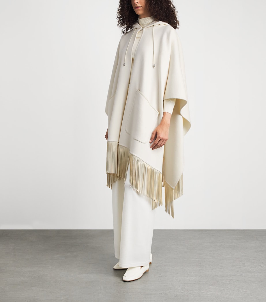 Colombo Womens Cashmere Fringe-Trim Hooded Cape Image 4