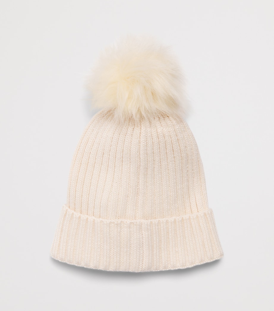 Monnalisa Wool-Blend Teddy Hat Gardenia Image 2