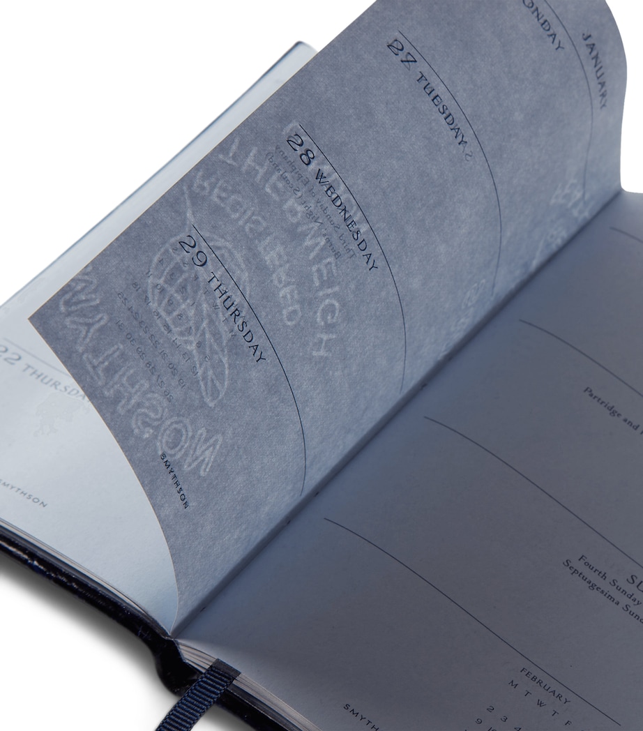 Mara Leather Croc-Embossed Panama 2026 Pocket Diary NAVY Image 3