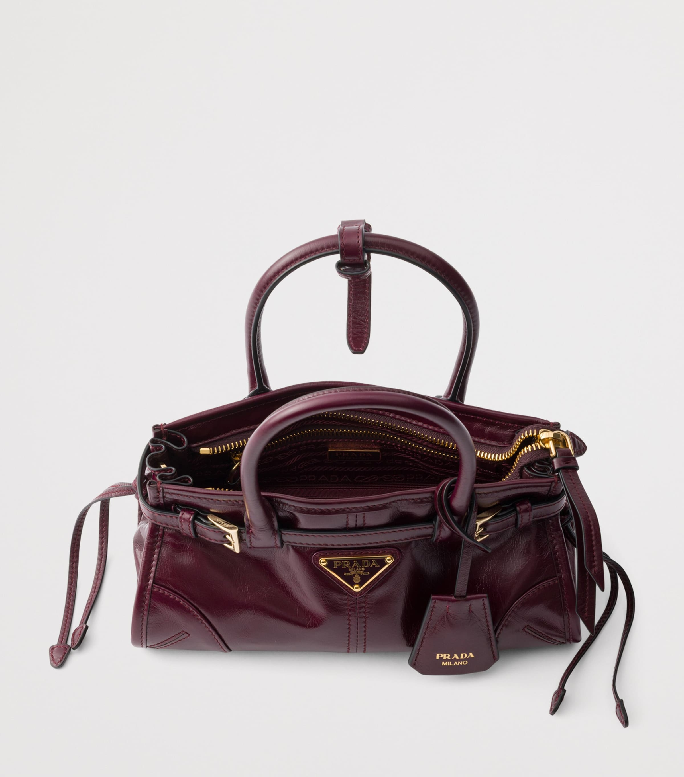 Prada Mini Leather Bonnie Shoulder Bag Burgundy Image 4