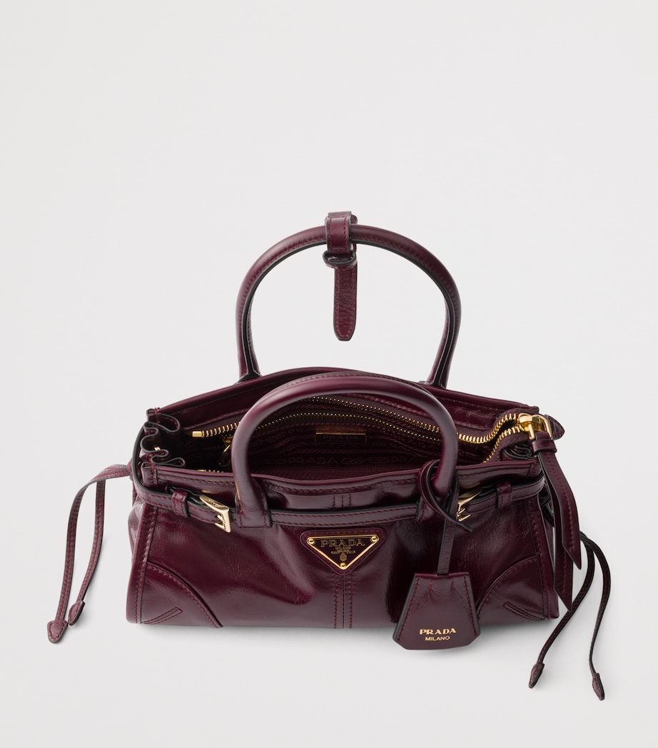 Prada Mini Leather Bonnie Shoulder Bag Burgundy Image 4