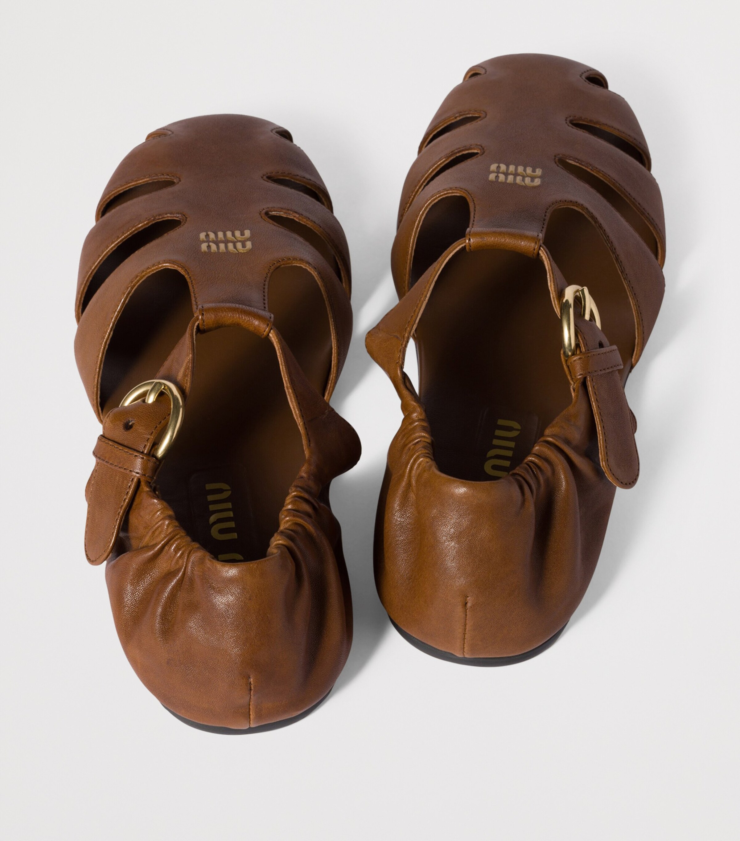 Miu Miu Nappa Leather Ruches Fisherman Sandals Image 3