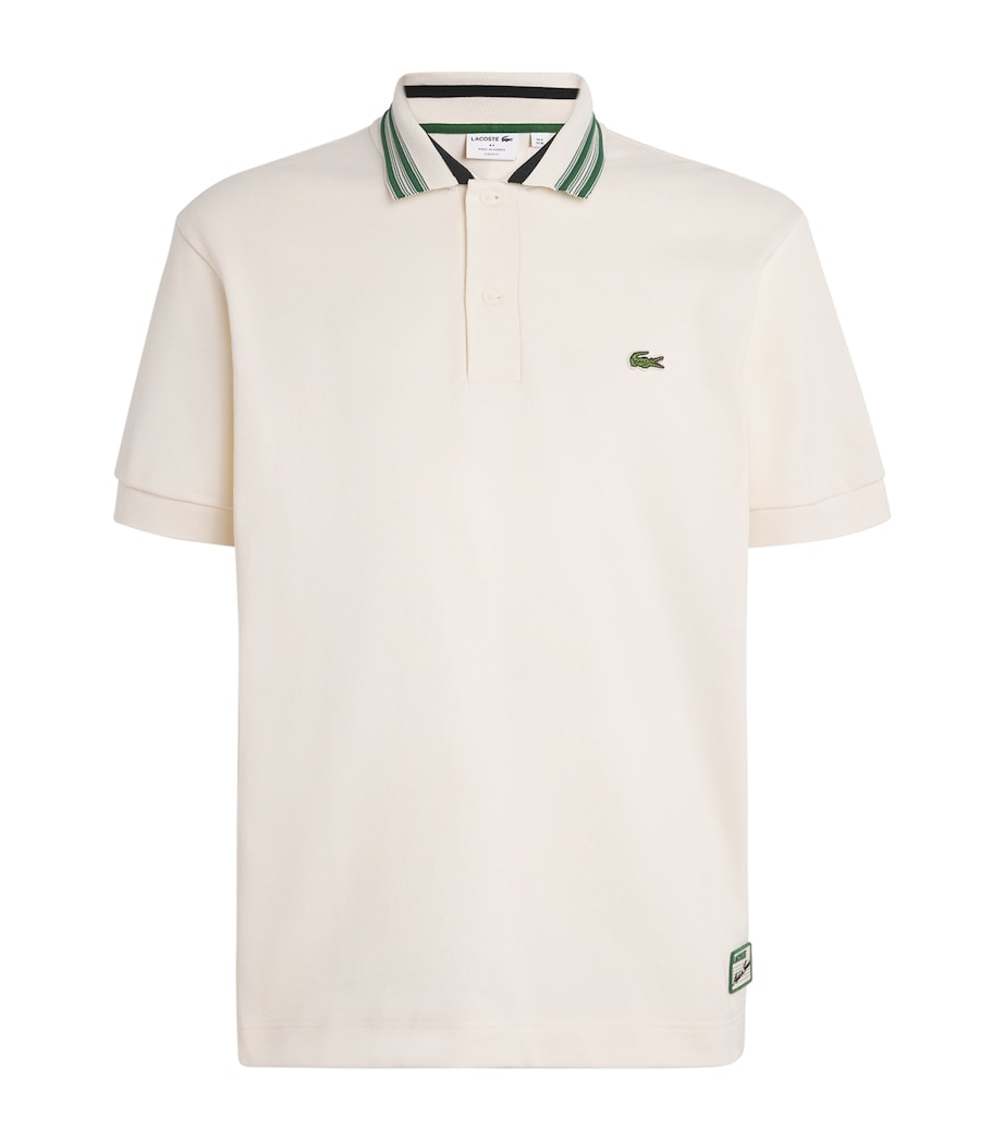 Cotton Stripe-Collar Polo Shirt CREAM Image 1