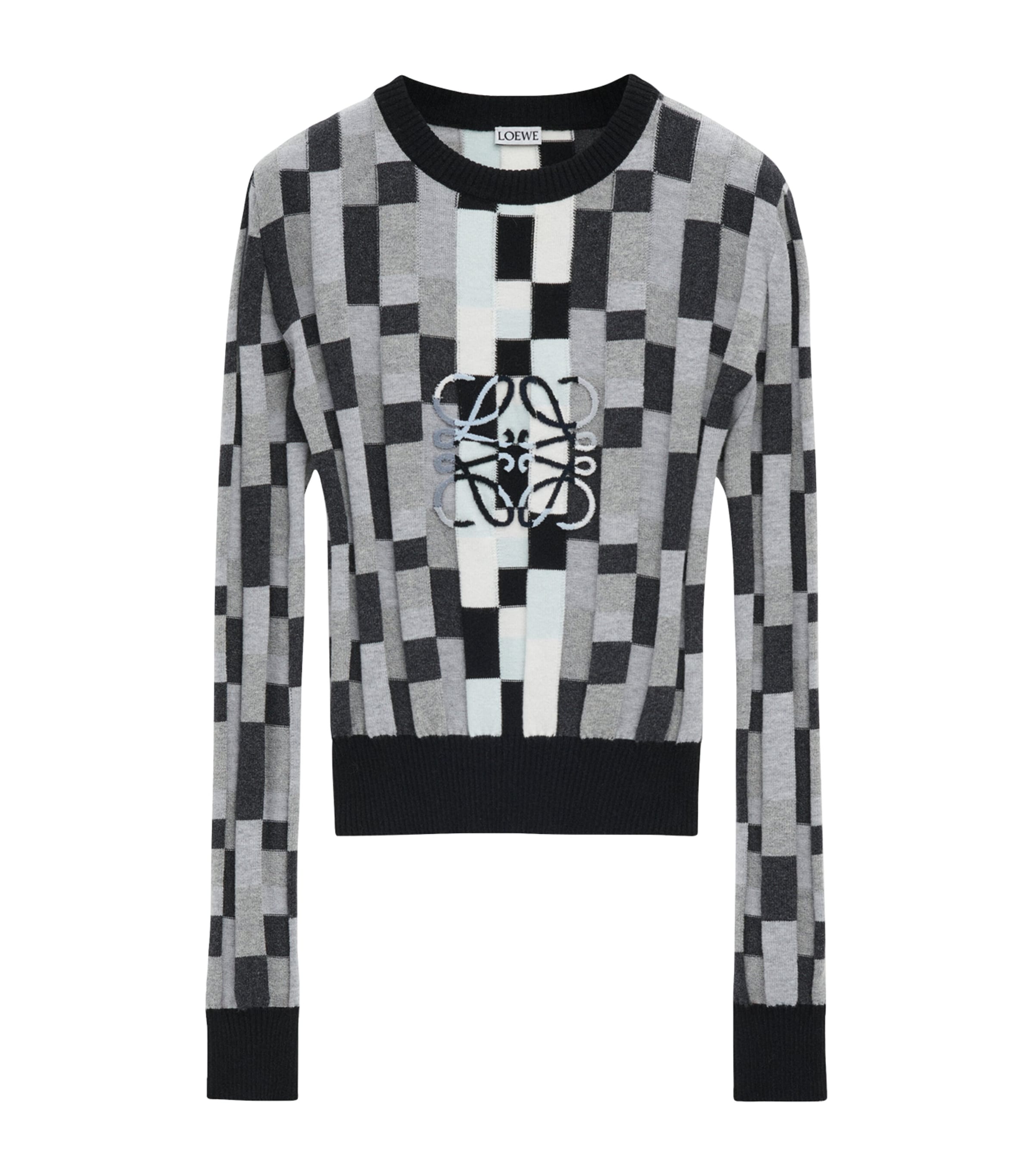 Loewe Cotton Block Anagram Sweater In Grey