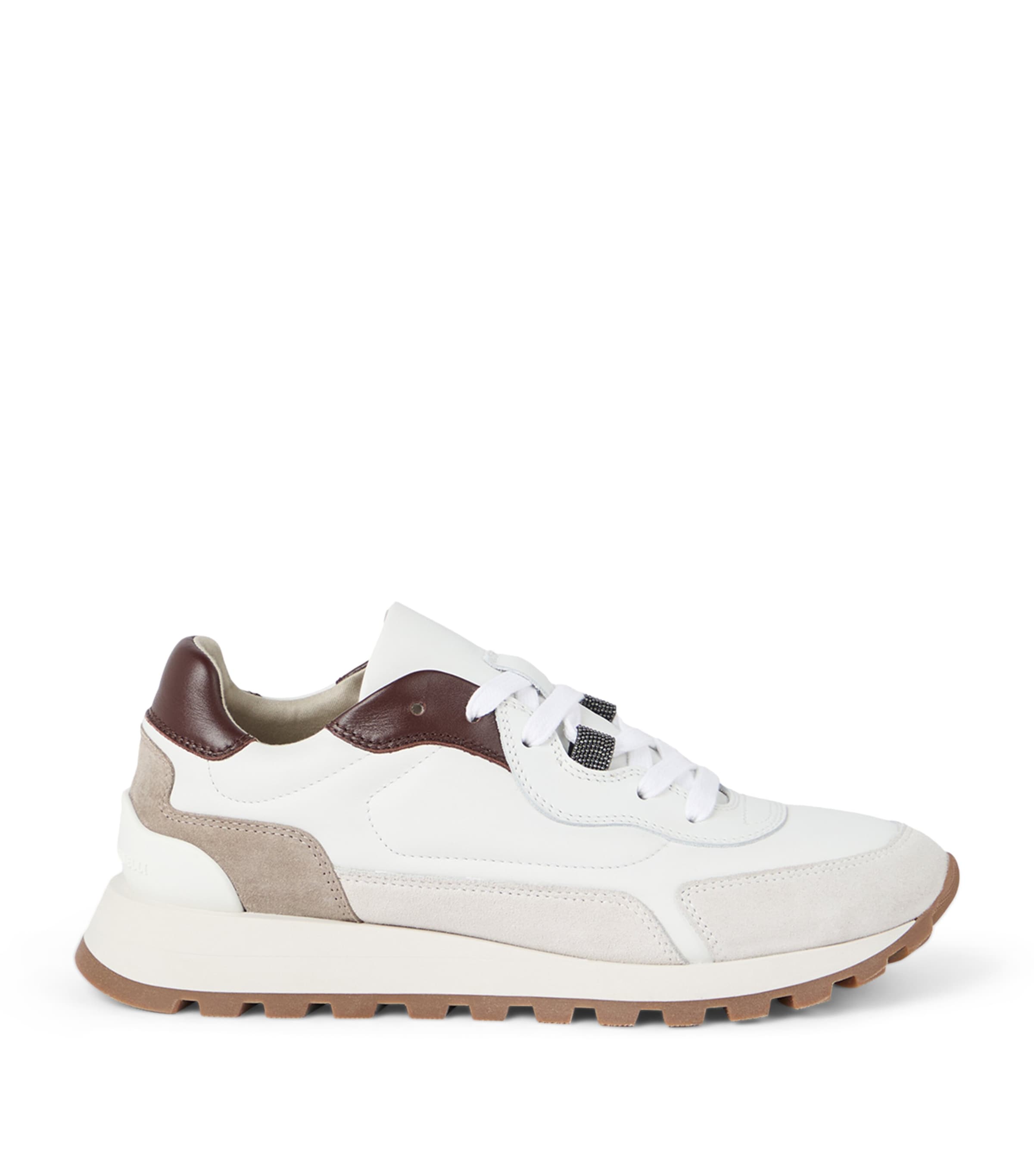 Brunello Cucinelli Calfskin Monili-detail Sneakers In White