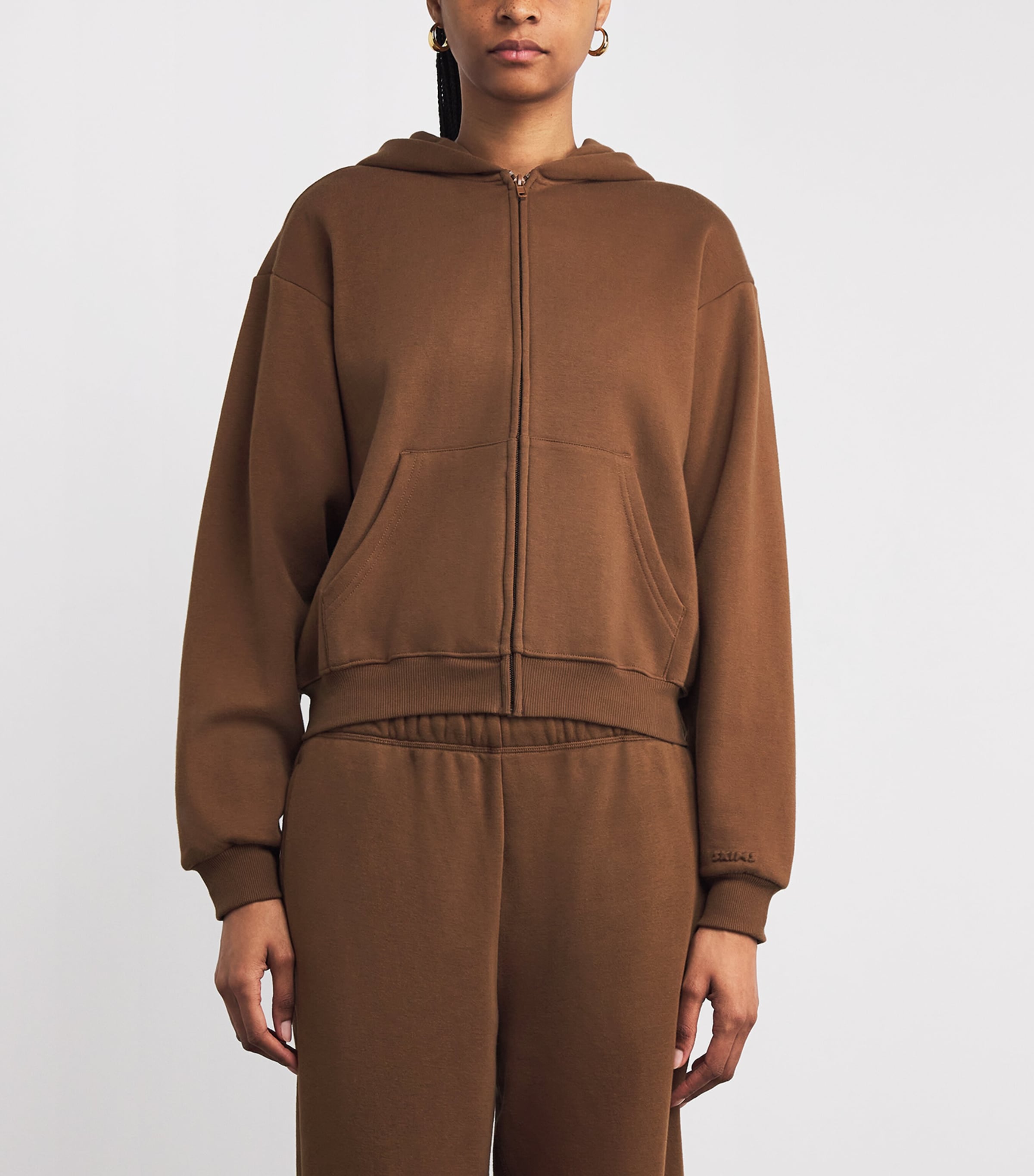 Cotton-Blend Fleece Zip-Up Hoodie BISON Image 3