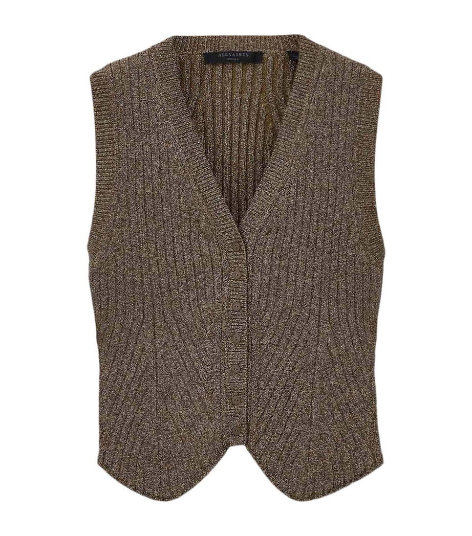 Metallic-Trim Cruz Sweater Vest BRONZE BROWN Image 1