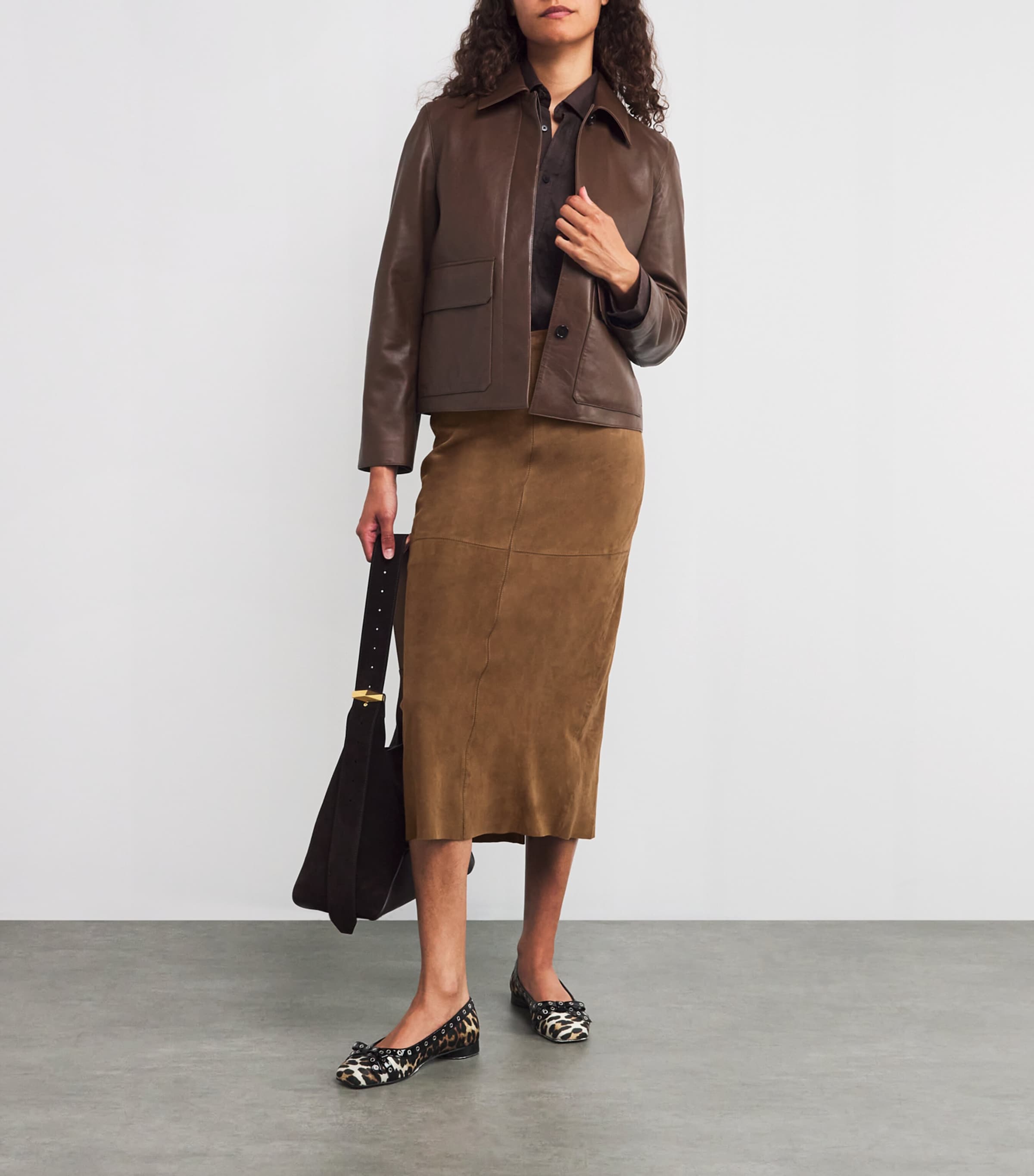 Suede Midi Skirt OCHRE Image 2