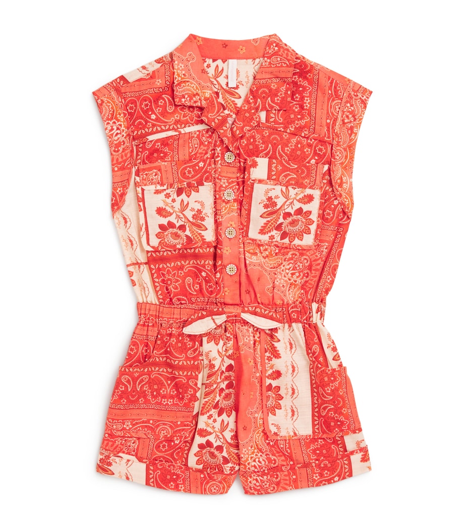 Zimmermann Kids Cotton Lucky Kids Pocket Playsuit (2-12 Years) Red Bandana Image 1