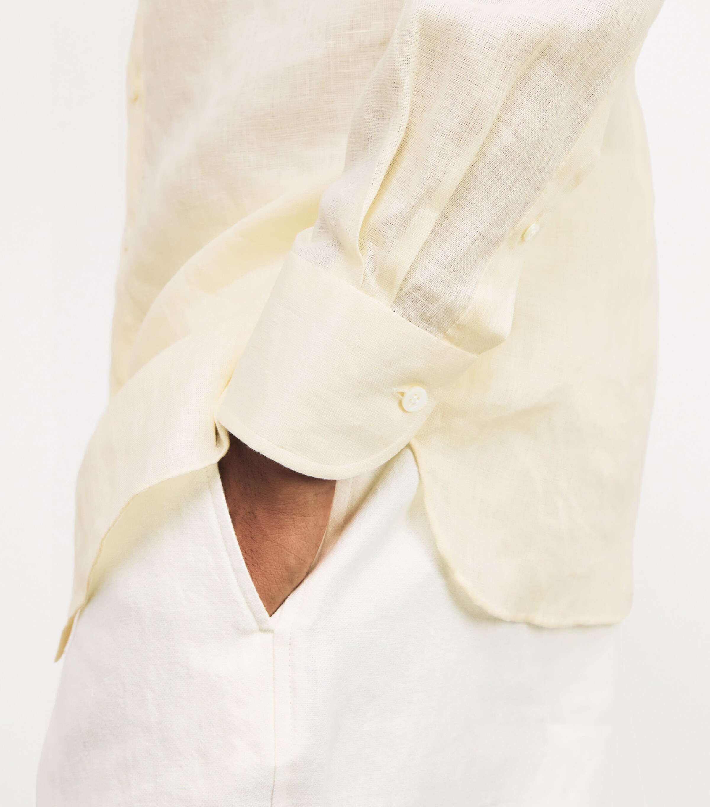 100HANDS Mens Linen Shirt Yellow Image 6