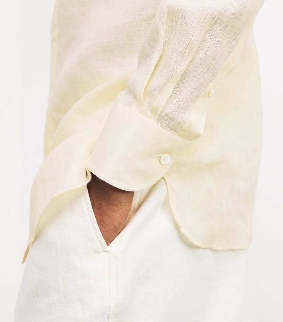 100HANDS Mens Linen Shirt Yellow Image 6
