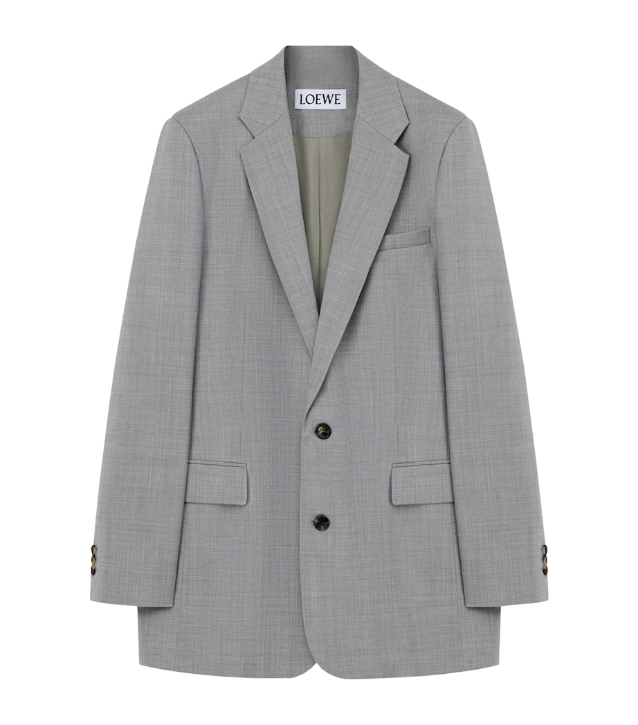Wool-Blend Single-Breasted Blazer GREY Image 1