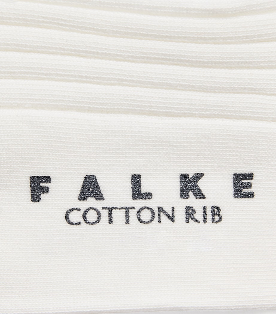 Falke Womens Stretch-Cotton Ribbed Socks Off White Image 2