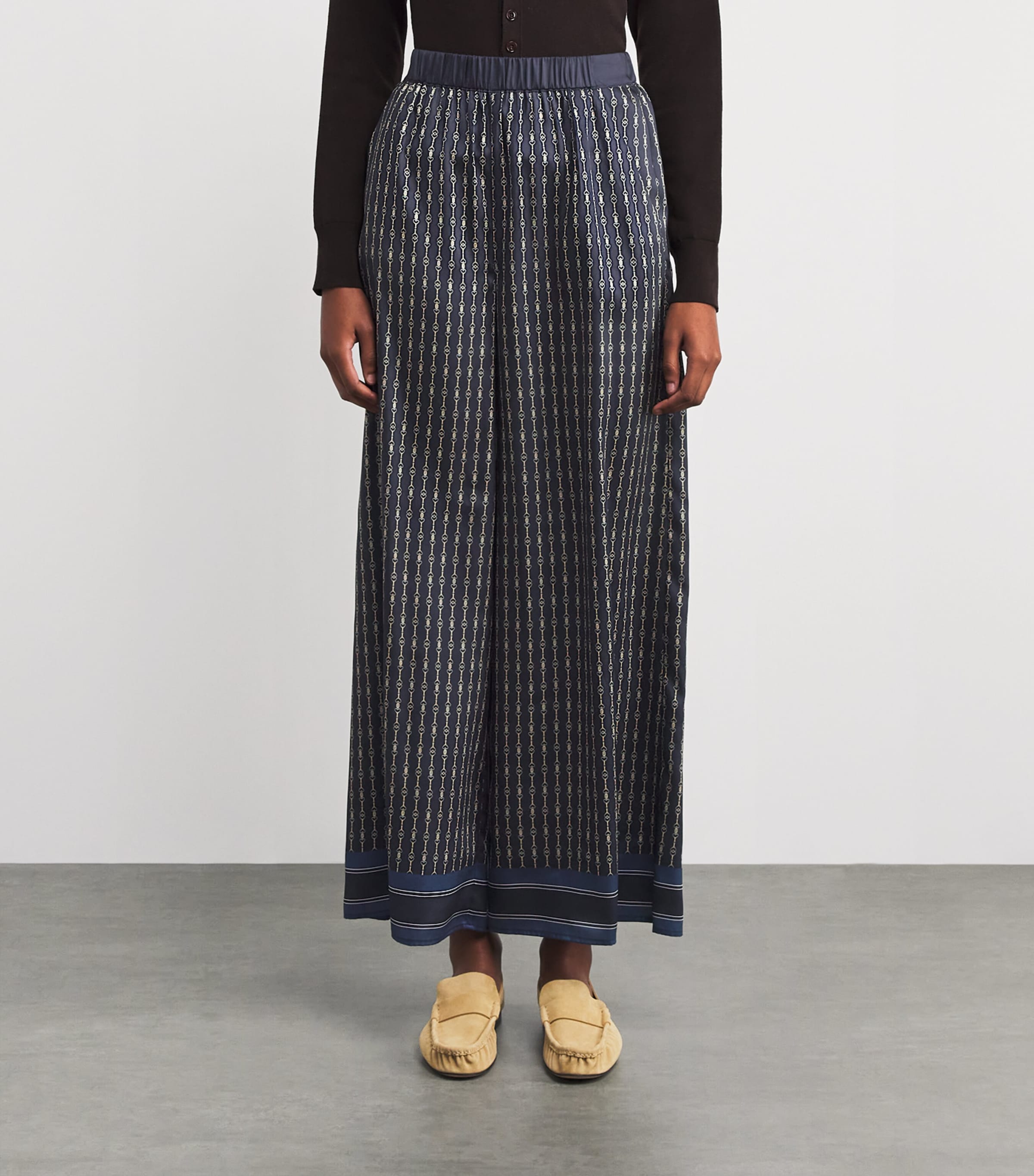 Wide Leg Printed Trousers DARK PRINT Image 3