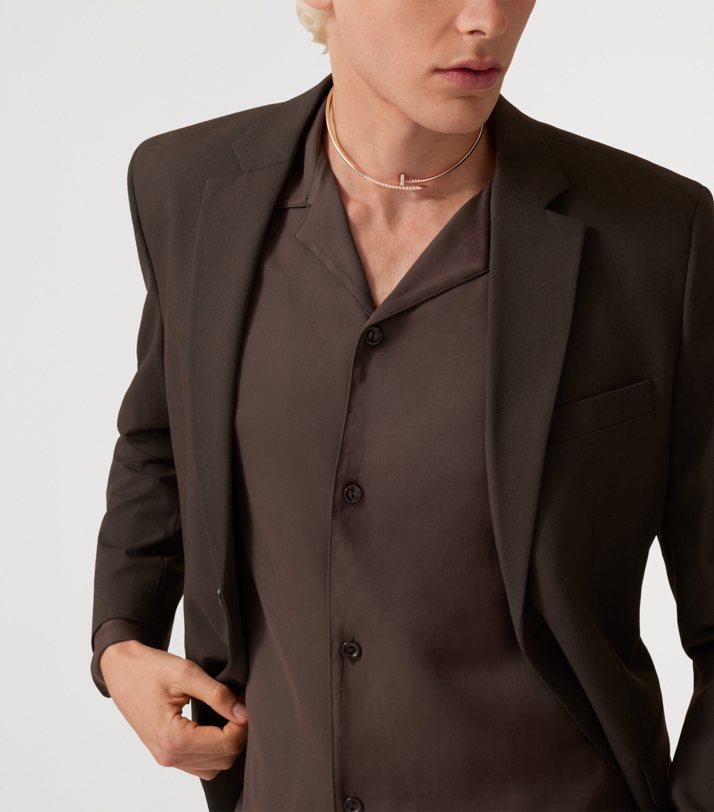 Small Rose Gold and Diamond Juste un Clou Torque Necklace ROSE GOLD Image 2