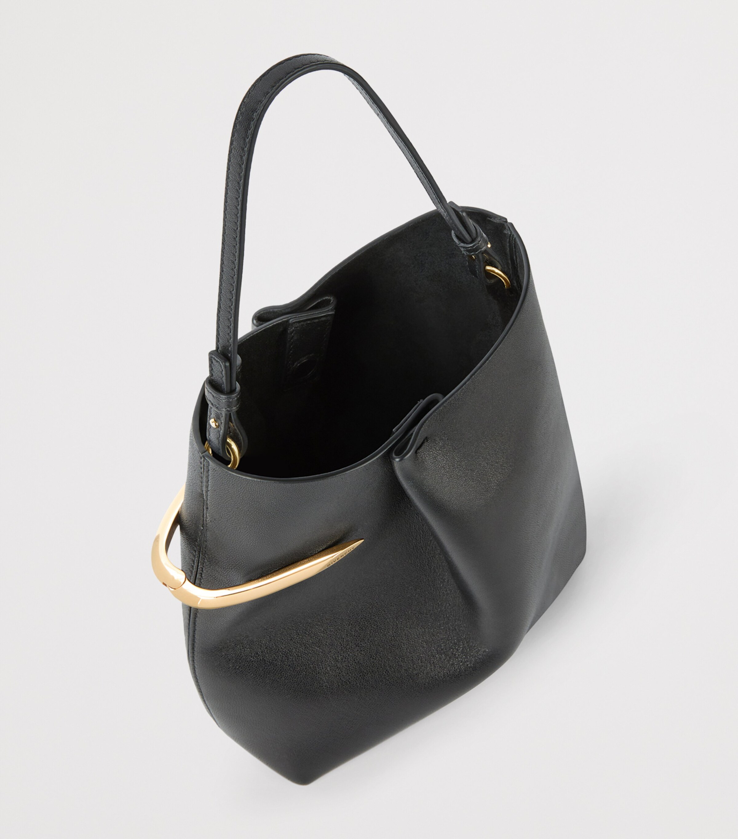 Leather Pinch Me Pouch Bag BLACK Image 5