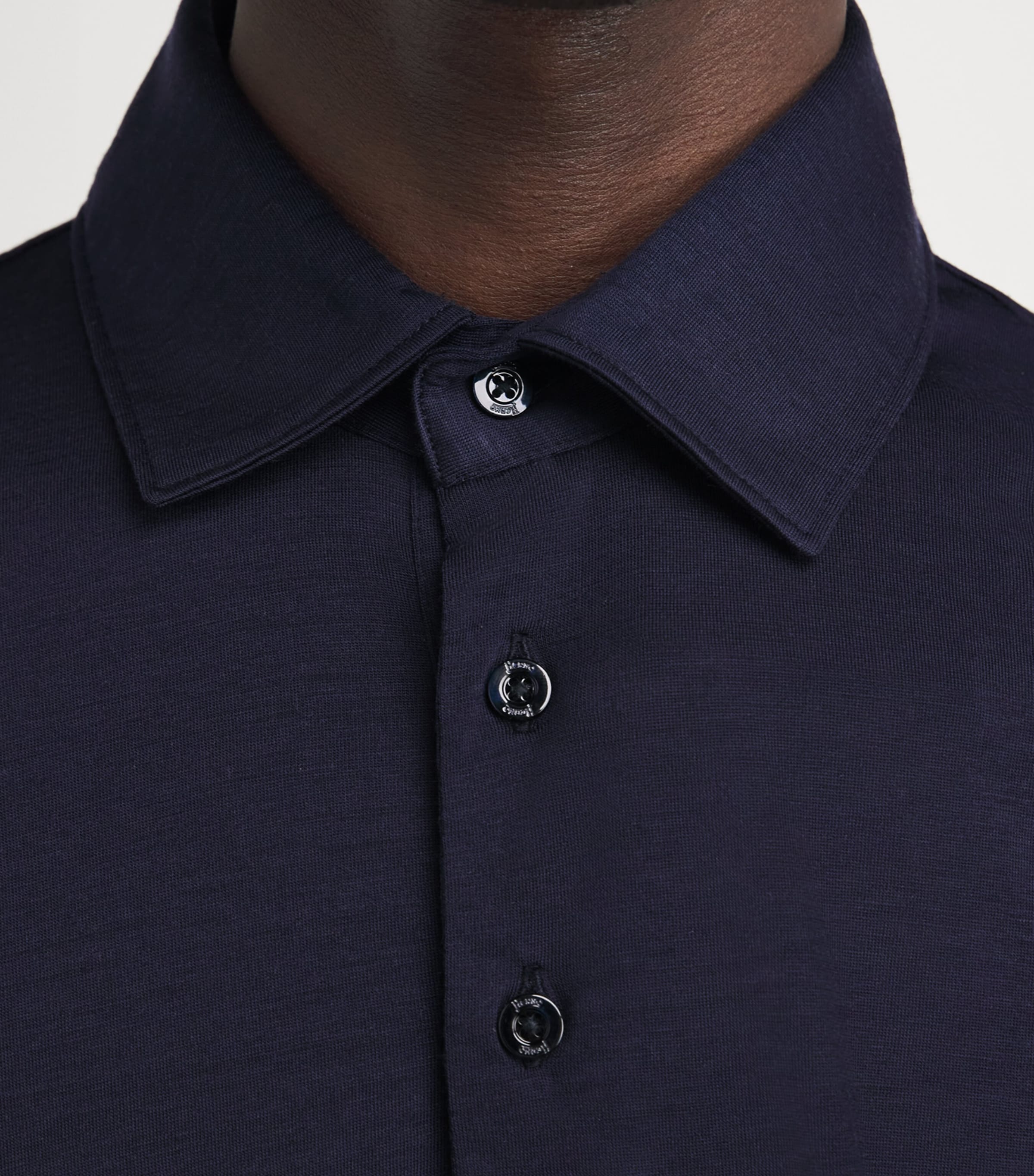 Herno Mens Wool Polo Shirt Blue Image 3