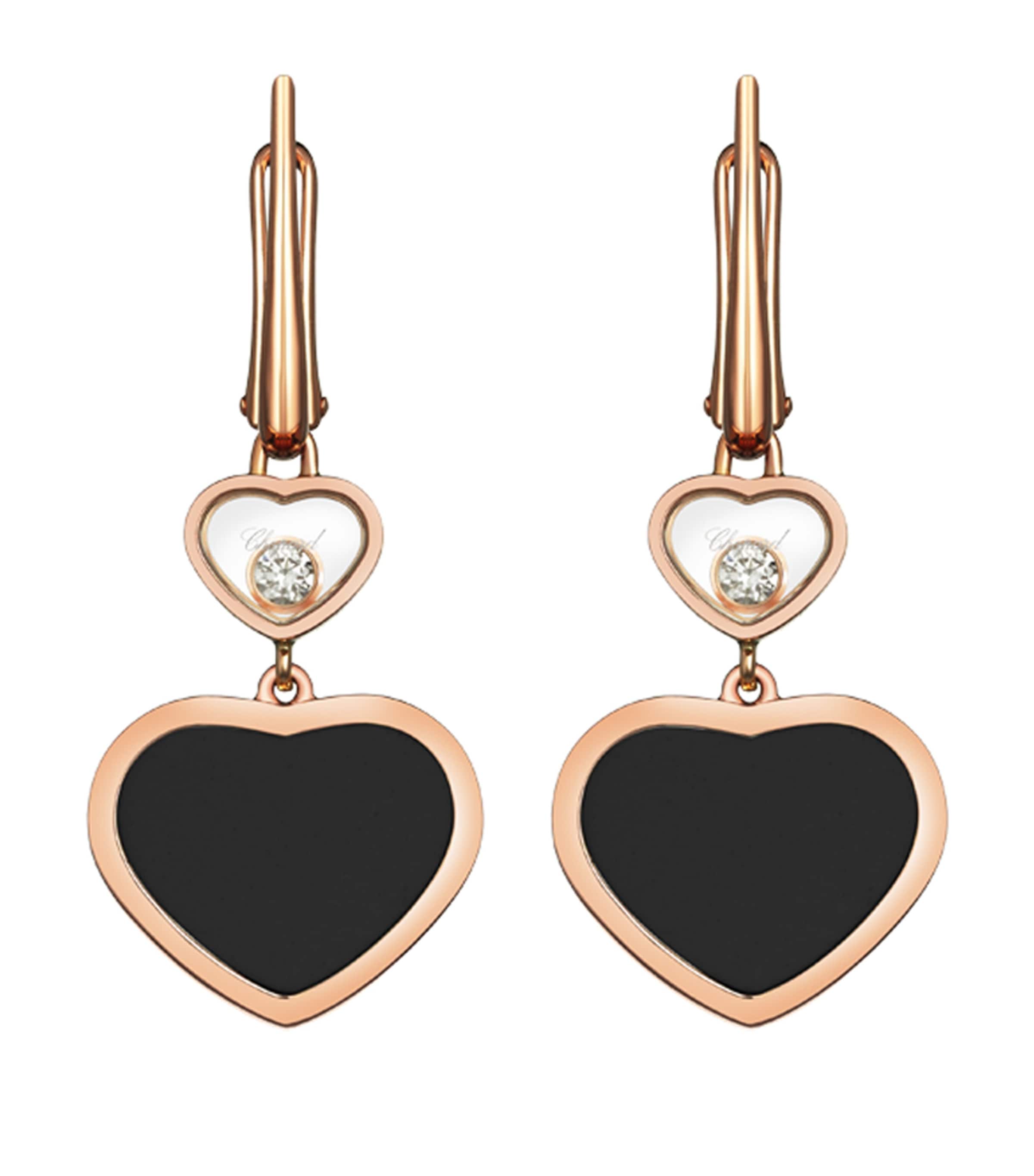 Chopard Rose Gold And Diamond Happy Hearts Earrings In Rose Gold