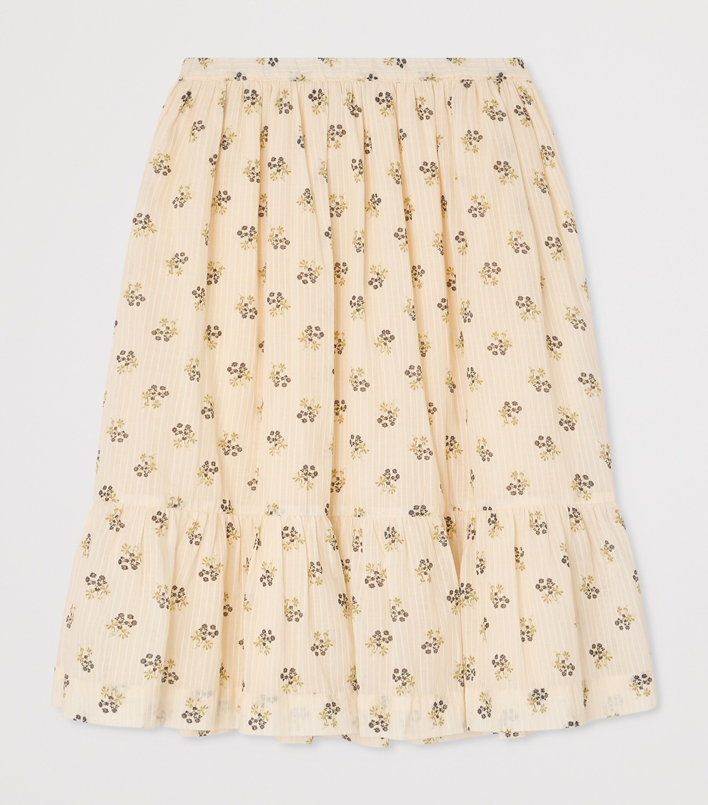 Bonpoint Cotton Floral Skirt (10-14 Years) Fleurs Ecru Image 2
