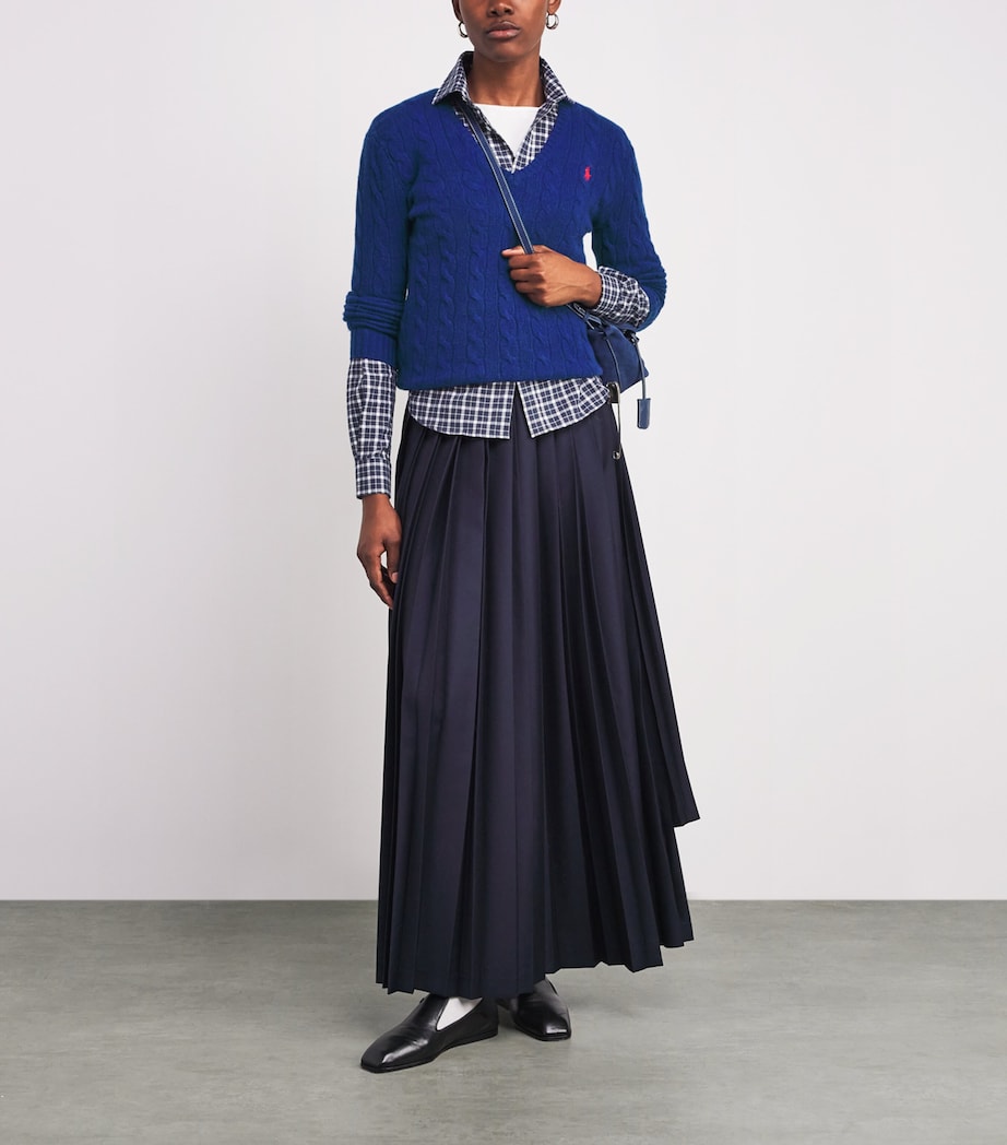 Wool-Cashmere Cable-Knit Sweater WINTER NIGHT NAVY Image 2