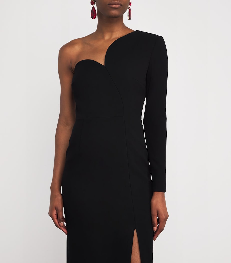 Crepe One-Shoulder Zahrah Midi Dress BLACK Image 4