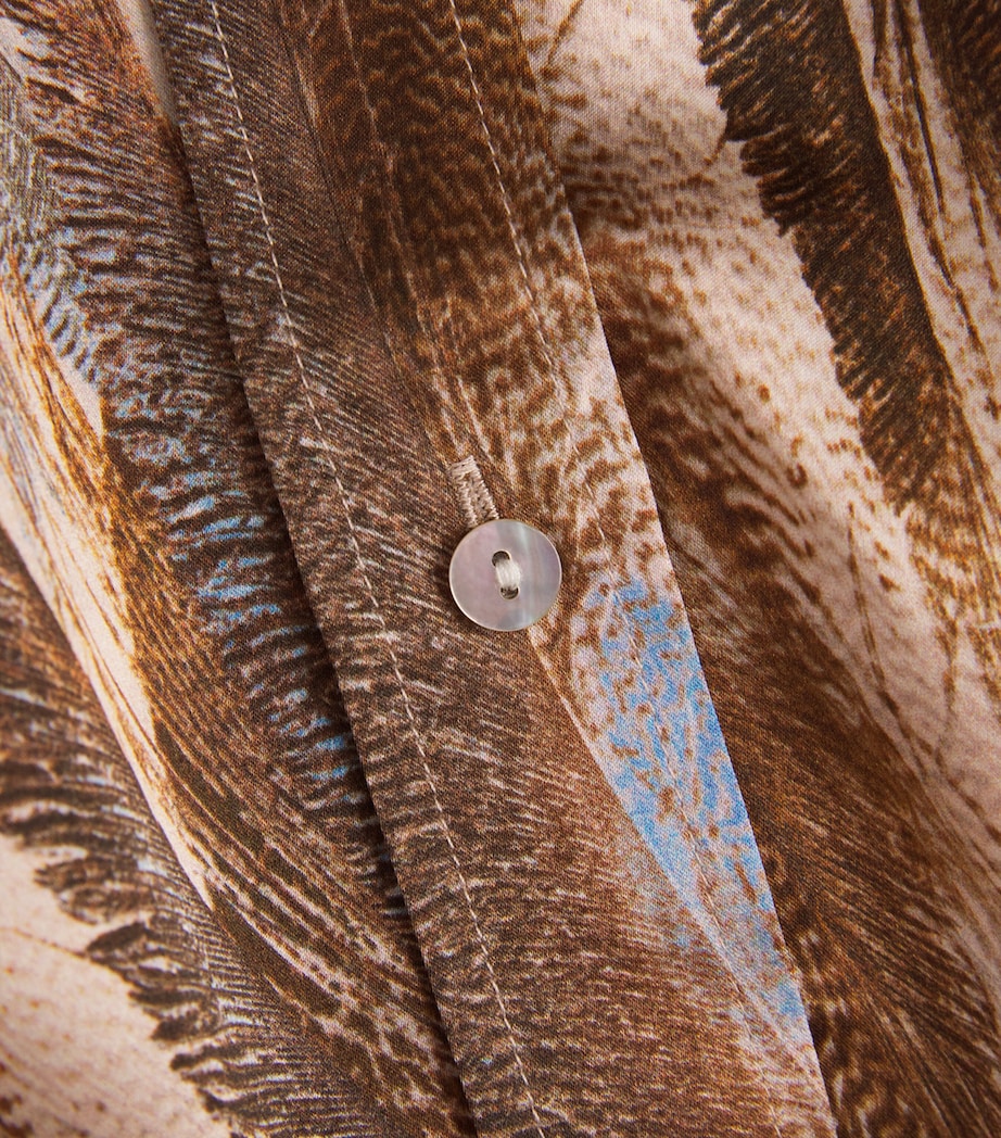 Silk Cropped-Sleeve Dani Blouse NEUTRAL/BL MIX FTHER Image 5